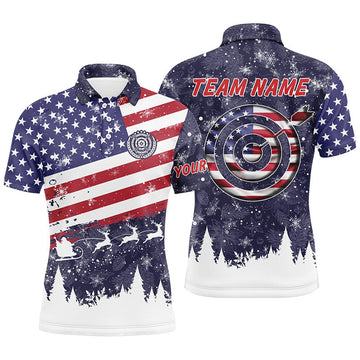 Funny Christmas US Archery Target Custom Best Shirts Ever Men's Polo Shirt S-5XL