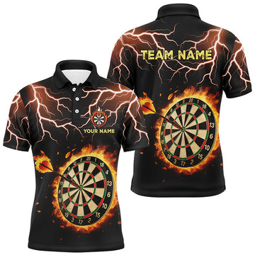 Personalized Fire Darts Board Thunder Lightning Custom Men's Polo Shirt S-5XL