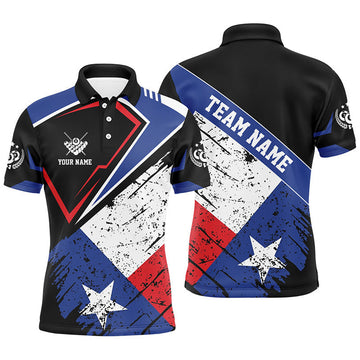 Patriotic Texas Billiard Pool Shirt Vintage Style Men's Polo Shirt S-5XL
