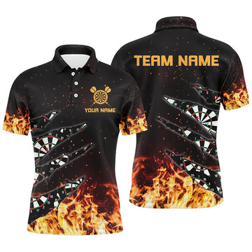 Personalized Dart Board Fire Flame Custom Darts Jerseys Men's Polo Shirt S-5XL