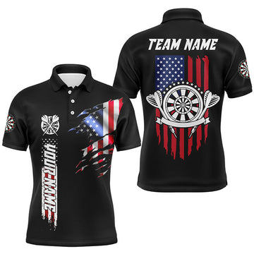 Custom Patriotic Darts Jersey with Retro American Flag Men's Polo Shirt S-5XL
