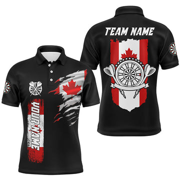 Personalized Retro Canada Flag Darts Custom Patriotic Men's Polo Shirt S-5XL