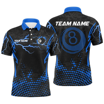 Custom Blue 8 Ball 3D Billiard Polo Shirt Personalized Apparel Men's Polo Shirt S-5XL