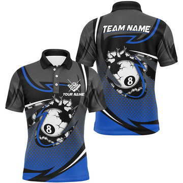Funny 8 Ball Pool Blue Billiard Jerseys Custom Men's Polo Shirt S-5XL
