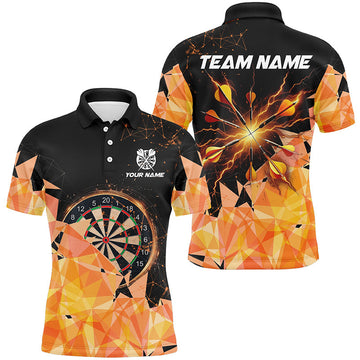 Custom Orange Darts Arrow Thunder Lightning Men's Polo Shirt Size S-5XL