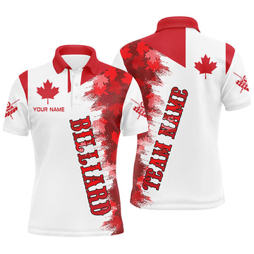 Personalized Billiard Canada Flag Vintage Shirt S-5XL Men's Polo Shirt