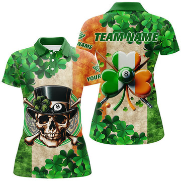 Custom St Patrick's Day Funny Skull Shamrock Darts Women's Polo Shirts S-5XL