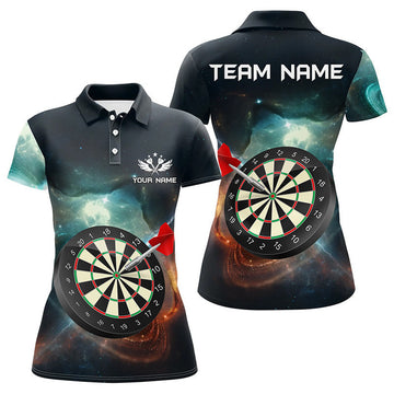 Custom Galaxy Darts Board Universe Design for Team Women's Polo Shirts S-5XL