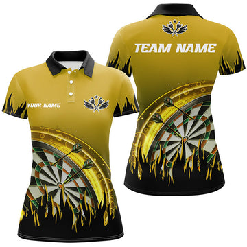 Custom Yellow Darts Flame for Team Players Women's Polo Shirts S-5XL