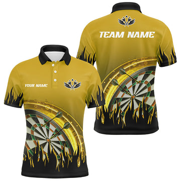 Personalized Yellow Darts Flame Shirt for Men Custom Team League Men's Polo Shirt