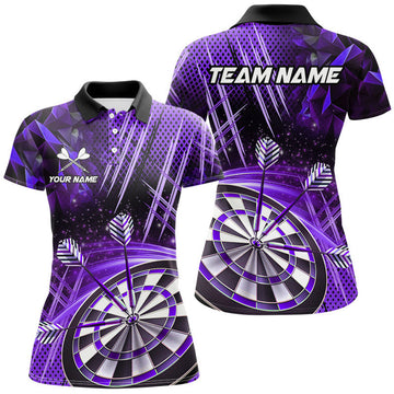 Custom 3D Glitter Dart Team League Shirts Unique Design Women's Polo Shirts S-5XL