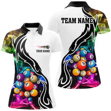 Custom Name Billiard Multicolor 3D All Over Print For Women's Polo Shirts S-5XL