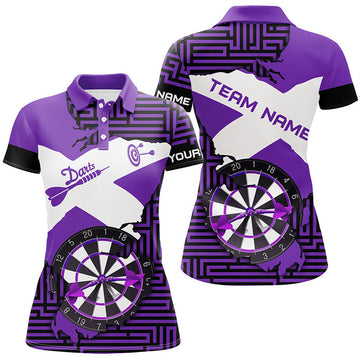 Custom Funny Purple Crack Darts Board Design Darts Team Women’s Polo Shirts S-5XL
