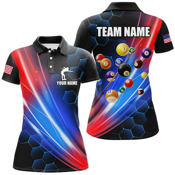 Custom Name Billiard Team Shirt Red Blue Style Women's Polo Shirts S-5XL