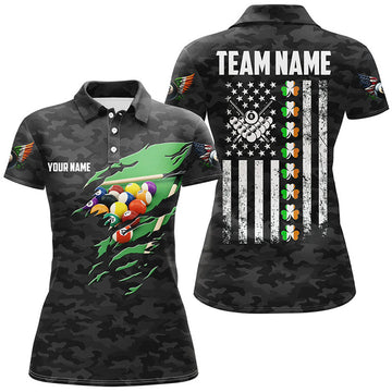 Custom Vintage American Flag Patriotic Billiard Team Women's Polo Shirts S-5XL