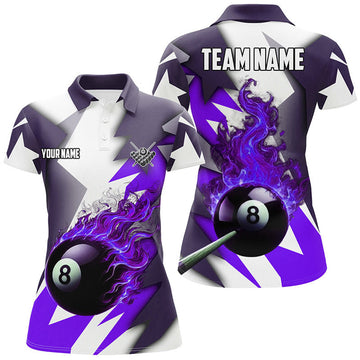 Custom Personalized Purple Flaming Best Team League Billiard 8 Ball Pool S-5XL