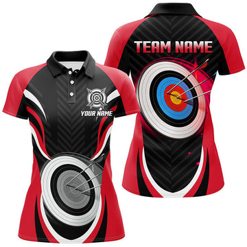 Custom Red Archery Personalized 3D Target Outfits Women's Polo Shirts S-5XL