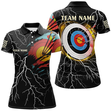 Custom Archery 3D Target Thunder Lightning Pattern Women's Polo Shirts S-5XL