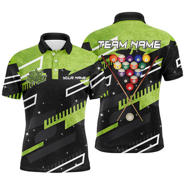 Personalized Green 8 Ball Galaxy Billiards Custom Mens Polo Shirt S-5XL