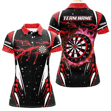 Custom Thunder Lightning Red Dart Team League Women's Polo Shirts S-5XL