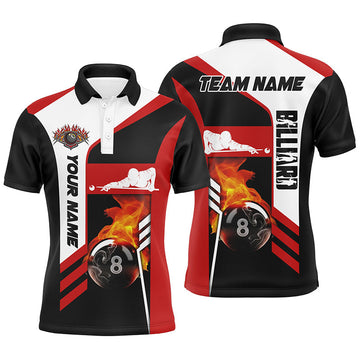 Snooker 8 Ball In Flames Personalized Name Billiard Shirt Men's Polo Shirt