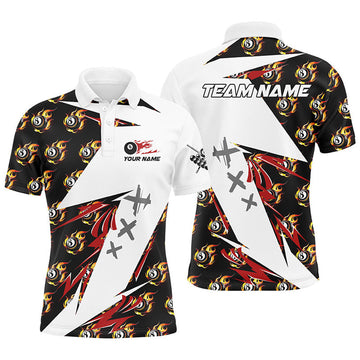 Personalized Billiard 8 Ball Fire Flame Pattern Team Name Polo Shirt Men's Polo Shirt S-5XL