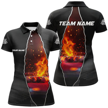 Custom Fire 3D Printed Billiard Balls Design Unique Style Women's Polo Shirts S-5XL