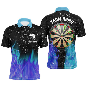 Blue And Purple Fire Dartboard Custom Team Dart Polo Men's Polo Shirt S-5XL