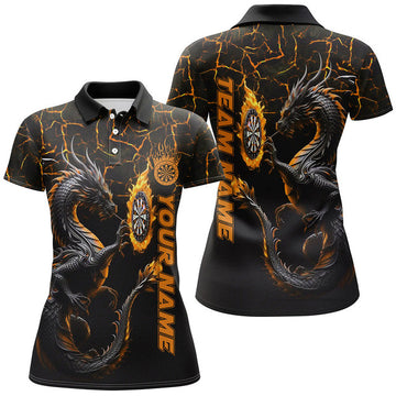 Custom Orange Big Dragon 3D Printed Darts Shirts for Women's Polo Shirts S-5XL
