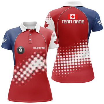 Custom Canadian Flag Billiard Patriotic Team Uniform Women's Polo Shirts S-5XL