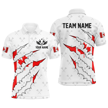 Canada Flag Darts Pattern Custom Quarter-Zip Men's Polo Shirt Size S-5XL
