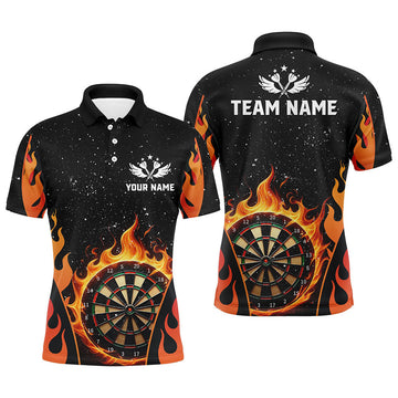 Personalized Orange Flaming Darts Shirt Men's Polo Shirt S-5XL