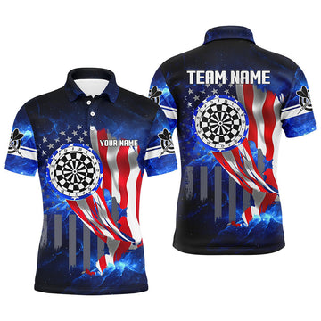 American Flag Darts Board Blue Galaxy Men's Polo Shirt S-5XL