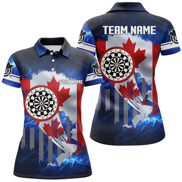 Custom Canada Flag Blue Galaxy Patriotic League Darts Shirt Women's Polo Shirts S-5XL