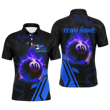 Billiard Flaming 10 Ball Pool 3D Printed Best Custom Team Men's Polo Shirt S-5XL