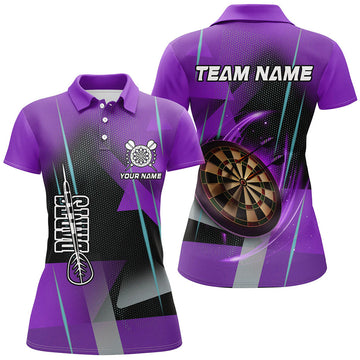 Custom 3D All Over Print Purple Darts Team Women's Polo Shirts S-5XL