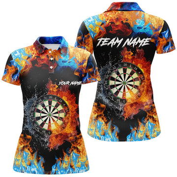 Custom Personalized Fire and Water Dart Board 3D Design Women's Polo Shirts S-5XL