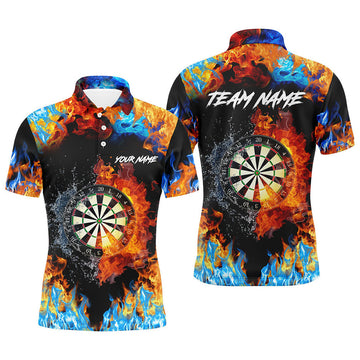 Personalized Fire and Water 3D Darts Jersey Men's Polo Shirt S-5XL