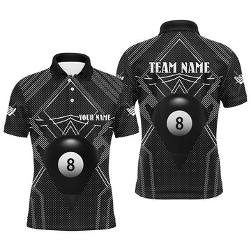 Personalized Black Billiards Jersey Custom 8 Ball Pool Outfit Men's Polo Shirt S-5XL