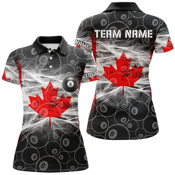 Custom Name Canada Flag Billiards Shirt for Patriots Women's Polo Shirts S-5XL