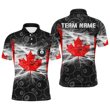 Personalized Canadian Flag Billiard Men's Polo Shirt Custom Canada S-5XL