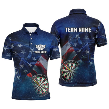 American Flag Universe Patriotic Custom Darts Gift Men's Polo Shirt S-5XL