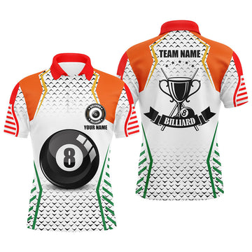 Personalized Billiard Polo Shirt Orange & Green Men's Polo Shirt S-5XL