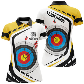 Custom Archery Target Design Yellow White Style Unique Women's Polo Shirts S-5XL