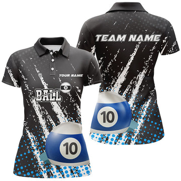 Custom Grunge 10 Ball Pool Sport Billiard Women Polo Shirts S-5XL