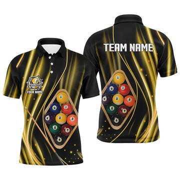 Custom Yellow 9 Ball Billiard Jersey Men's Polo Shirt S-5XL