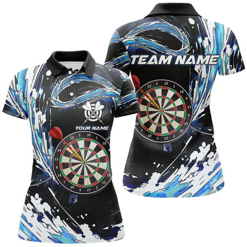Custom Blue Waves 3D Dart Board Polo Shirts for Women S-5XL
