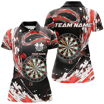 Personalized Red Waves 3D Dart Board Polo Dart Women's Polo Shirts S-5XL
