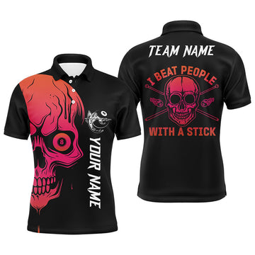 Custom Pink Skull Billiard Personalized Name Polo Shirt Men's Polo Shirt S-5XL