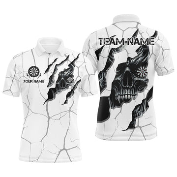 Personalized Skull White Grunge Darts Mens Polo Shirt S-5XL